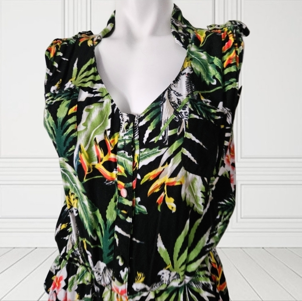 Ruby Rocks Tropical Print Jumpsuit MEDIUM - Picture 3 of 6